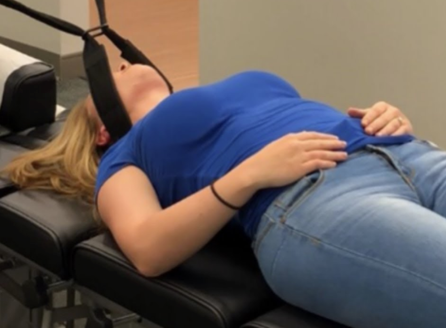 Y-Strap for neck traction device